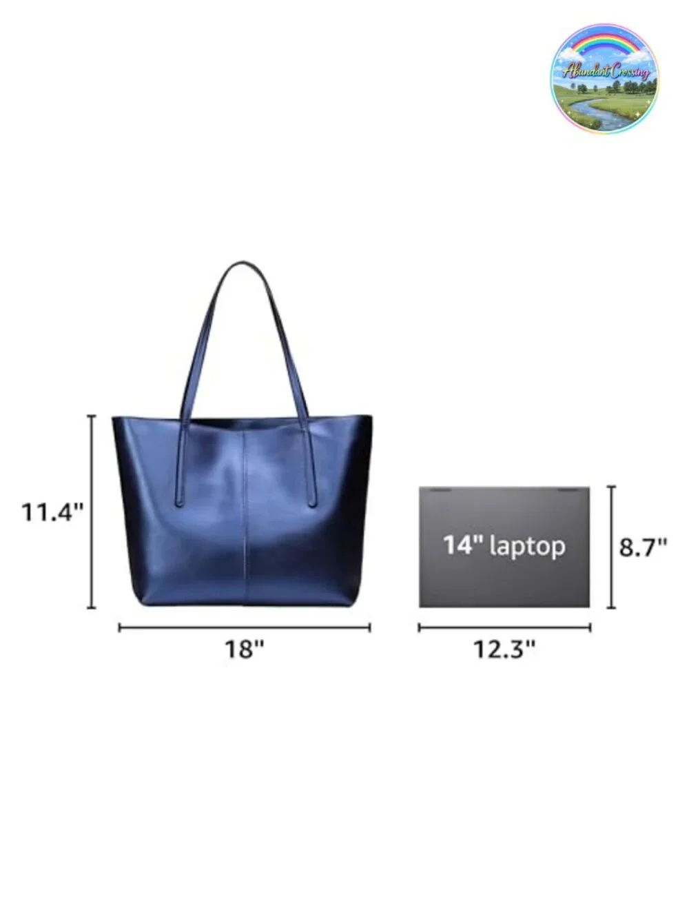 Genuine Leather Large Tote Shoulder Bag with Zip Pockets Fits 14
